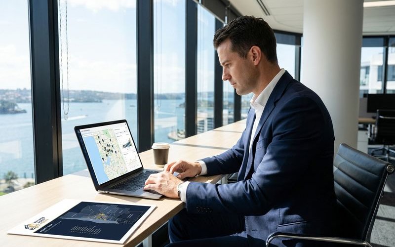 Interstate investor reviewing Perth property on laptop